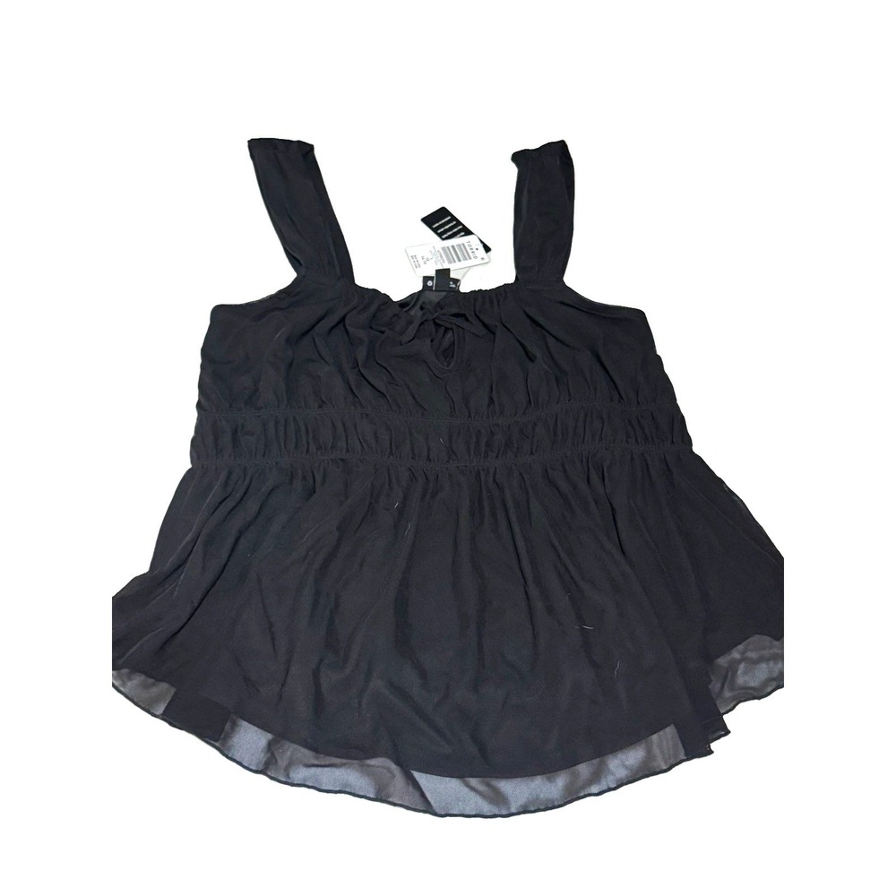 Torrid Women's Plus 1X Black Mesh Scoop Neck Babydoll Tank Wide Straps